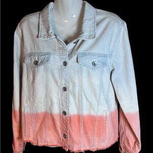 Tribal Pink and White Ombre Trucker Jean Jacket